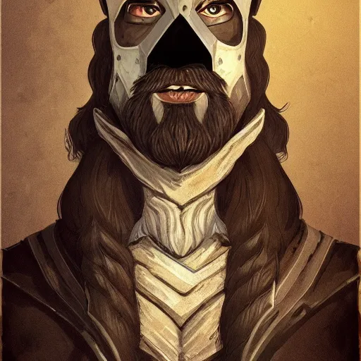 Prompt: Mid 30s Viking with long brown beard, Short Brown Hair, wearing a black noble suit, D&D Character Head Portrait, Digital Art, Detailed, Trending on Artstation