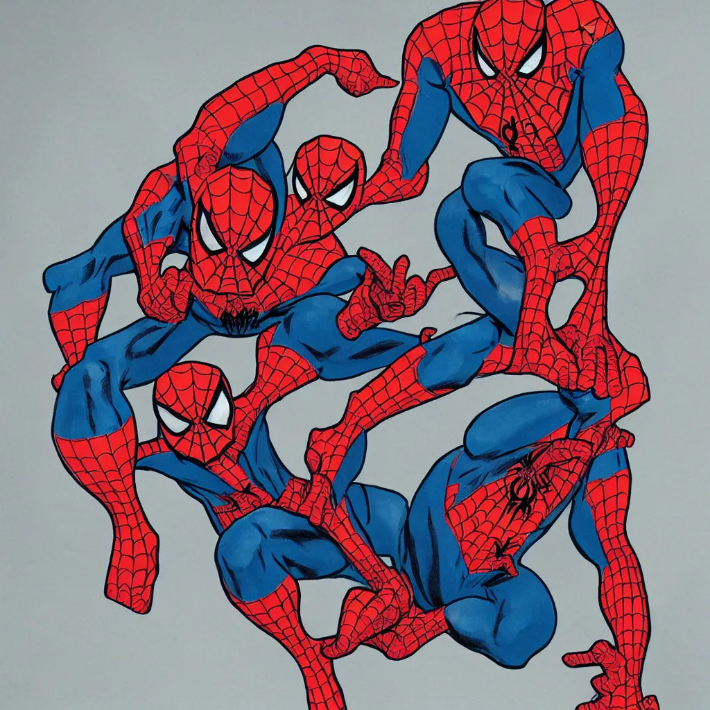 Prompt: gouache on paper glued on the amazing spider - man comic