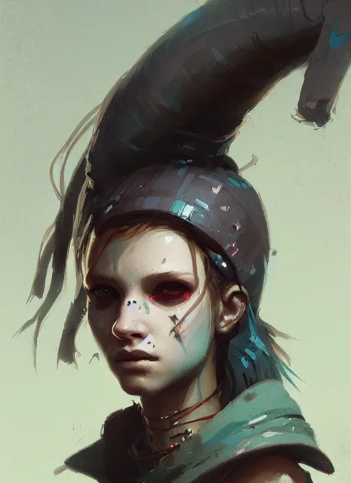 Prompt: a portrait of a pretty sewer punk young lady by greg rutkowski