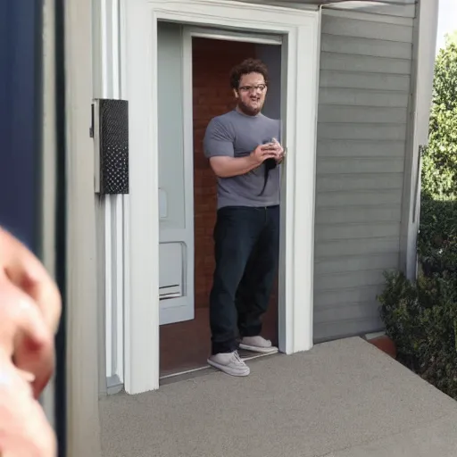 Image similar to Seth Rogen ring doorbell footage