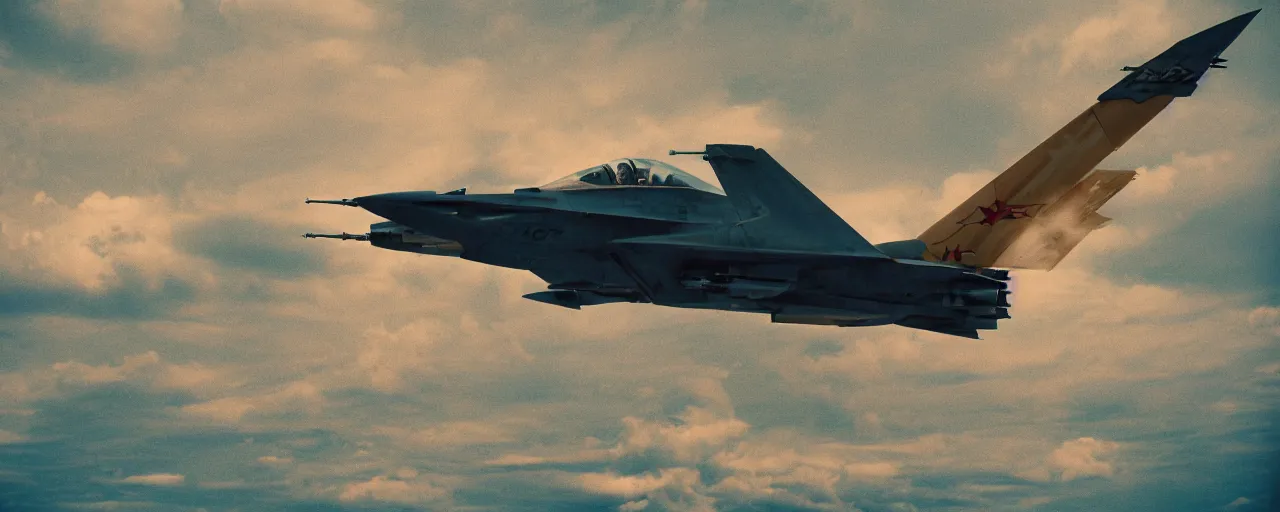 Prompt: a fighter jet built out of spaghetti, flying over the ocean, canon 5 0 mm, cinematic lighting, photography, retro, film, kodachrome