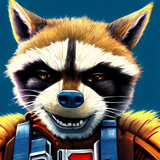 Image similar to rocket raccoon from guardians of the galaxy, portrait, digital painting, artstation