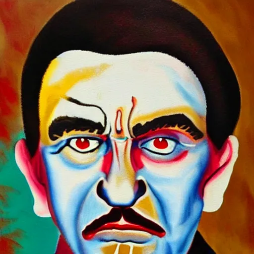 Prompt: Charles Manson painted by John Wayne gacy