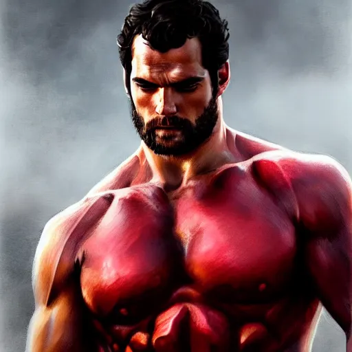 Image similar to Henry Cavill is a Greek god, gorgeous, amazing, muscular, red silk, intricate, elegant highly detailed, digital painting, artstation, concept art, sharp focus, illustration, by greg rutkowski