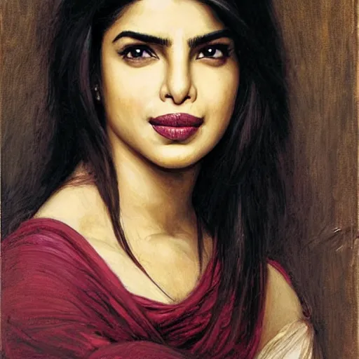 Image similar to Portrait of Priyanka Chopra by John William Waterhouse