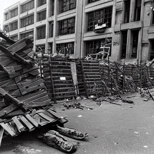 Prompt: Minions barricade themselves on Berlin preparing for the defense of the city against the soviets, Berlin's last stand, second world war, 1945, award winning, historical footage