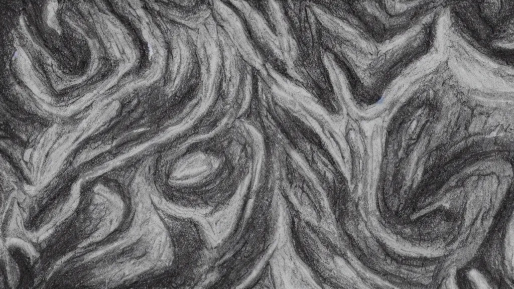 Image similar to charcoal drawing well - traveled inky permafrost