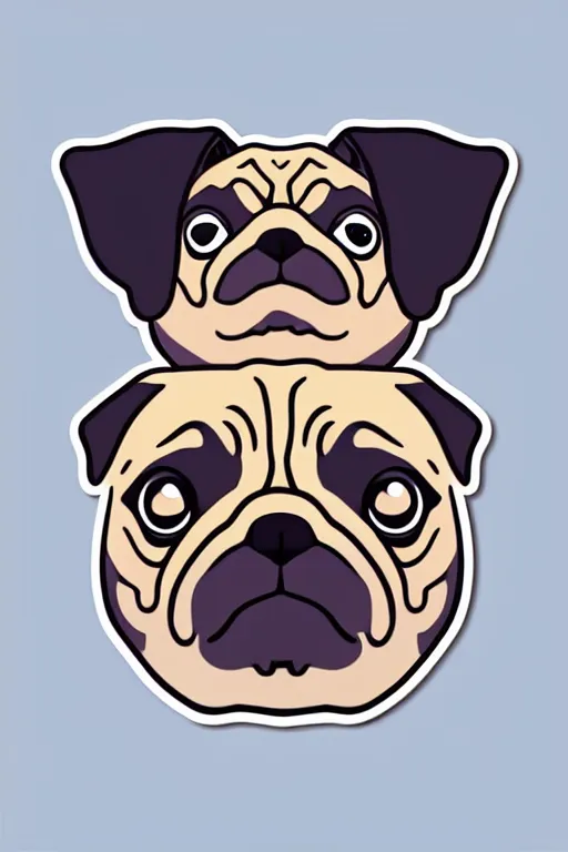 Image similar to Portrait of a pug as big as the world, sticker, colorful, illustration, highly detailed, simple, smooth and clean vector curves, no jagged lines, vector art, smooth