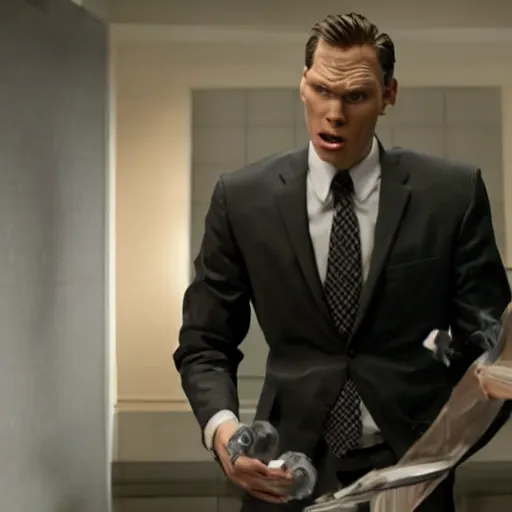 Image similar to Live Action Still of Jerma985 in Men in Black, real life, hyperrealistic, ultra realistic, realistic, highly detailed, epic, HD quality, 8k resolution, body and headshot, film still