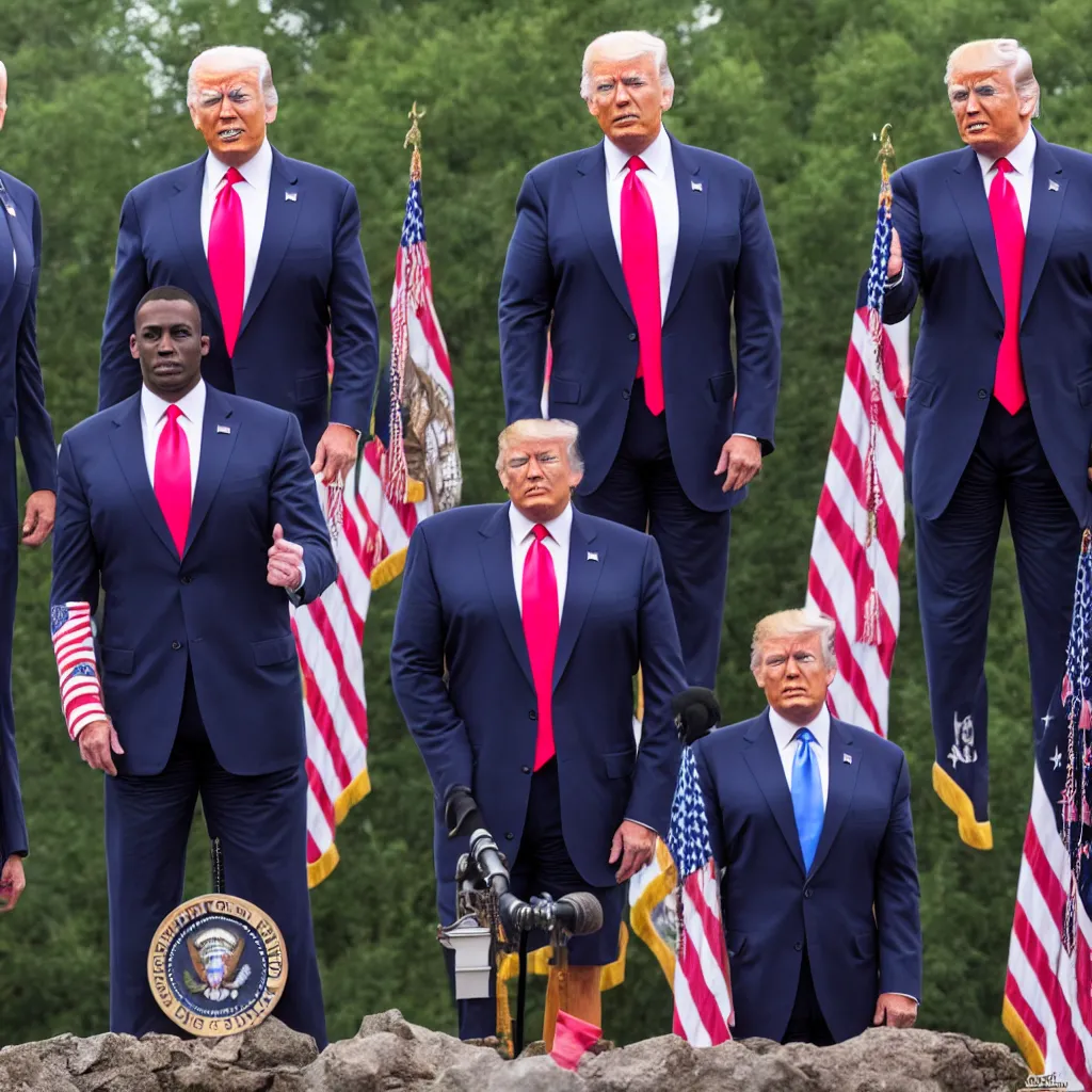 Image similar to muscular joe biden standing next to muscular donald trump standing next to muscular barack obama, highly detailed, high quality, hd, 4 k, 8 k, canon 3 0 0 mm, professional photographer, 4 0 mp, lifelike, top - rated, award winning, realistic, sharp, no blur, edited, corrected, trending