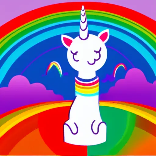 Image similar to illustration of a unicorn lighting a fart on fire which becomes a rainbow.