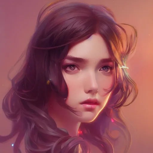 Image similar to brunette uwu girl cute, vaporwave, highly detailed, digital painting, artstation, concept art, smooth, sharp focus, illustration, art by artgerm and greg rutkowski and alphonse mucha