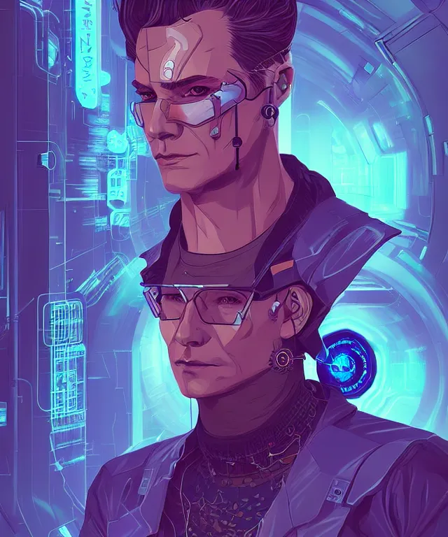 Image similar to a portrait of a male cyberpunk netrunner wearing a hadron collider, fantasy, elegant, digital painting, artstation, concept art, matte, sharp focus, illustration, art by josan gonzalez