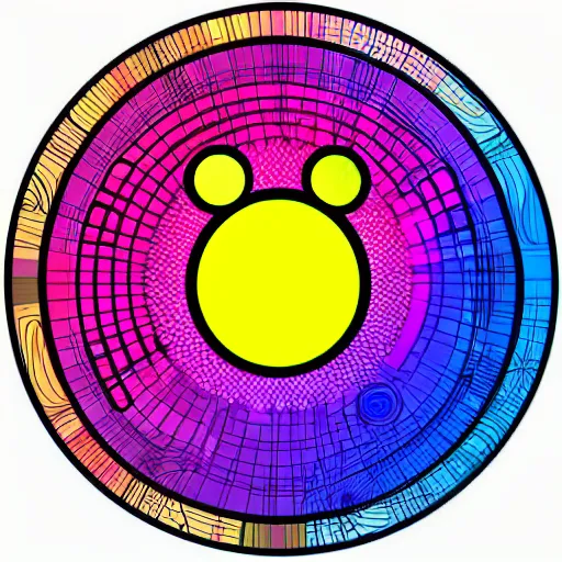 Image similar to a pink and blue circle with a smiley face, vector art by shitao, featured on deviantart, digital art, irridescent, adafruit, flat shading