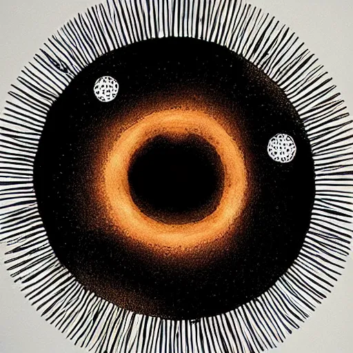 Image similar to by peter milligan loose, minimalist. a beautiful art installation of a black hole consuming a star.