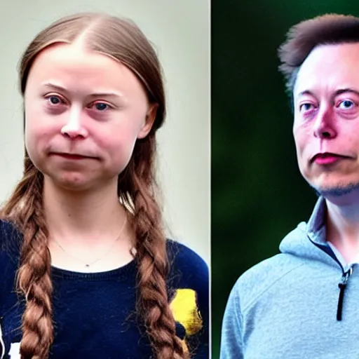 Image similar to Greta Thunberg with Elon's face