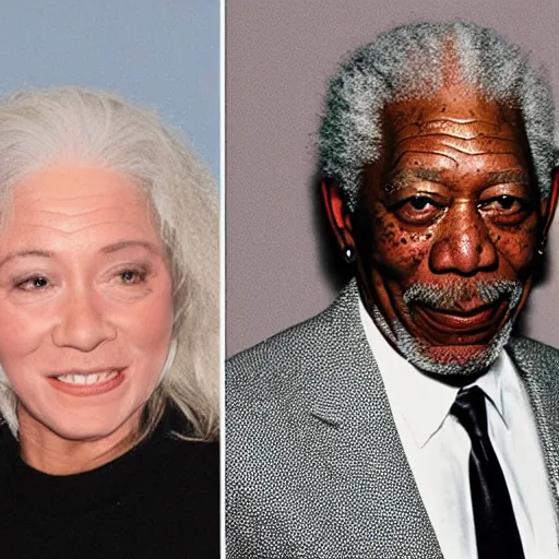 Prompt: lina morgan and morgan freeman mix