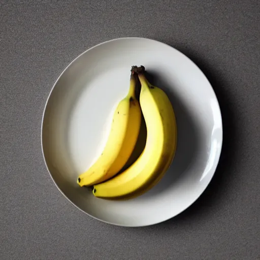 Prompt: banana sitting on a white table, minimalism,
