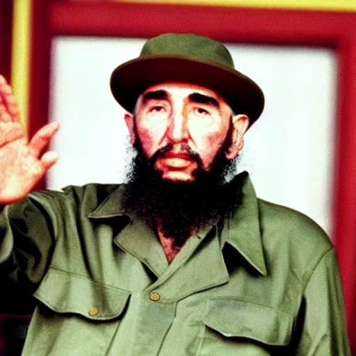 Image similar to A still of Fidel Castro in the 1990s sitcom Friends