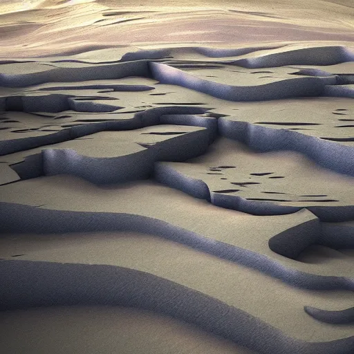 Prompt: abstract 3d landscape painting at 12:00 by David Schnell, rendering, redshift, octane