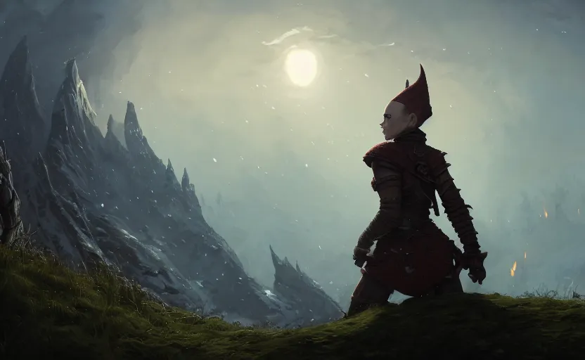 Prompt: highly detailed portrait of brianna hildebrand as a bald elf escaping a burning village, in skyrim, stephen bliss, unreal engine, fantasy art by greg rutkowski, loish, rhads, ferdinand knab, makoto shinkai and lois van baarle, ilya kuvshinov, rossdraws, tom bagshaw, global illumination, radiant light, detailed and intricate environment