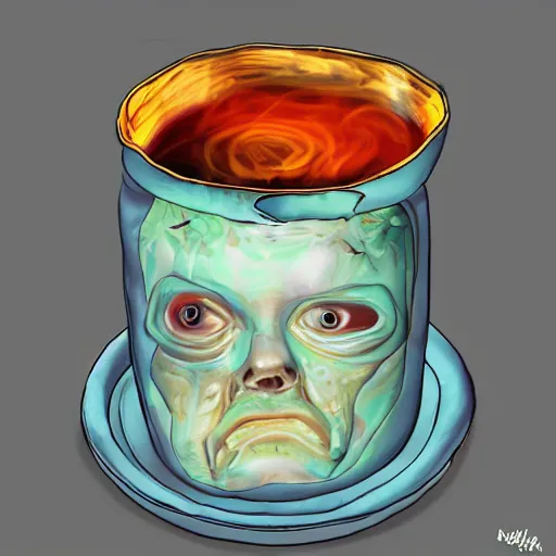 Image similar to boiling imagination in a bowl, super freaky, ultra detailed, digital painting