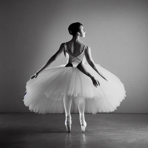 Image similar to nick cave dressed as a ballerina, low angle, studio photography