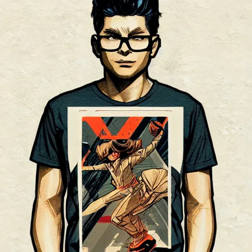 Prompt: concept art of tshirt design, 1 6 colors, logo, ink drawing, art by jc leyendecker and sachin teng