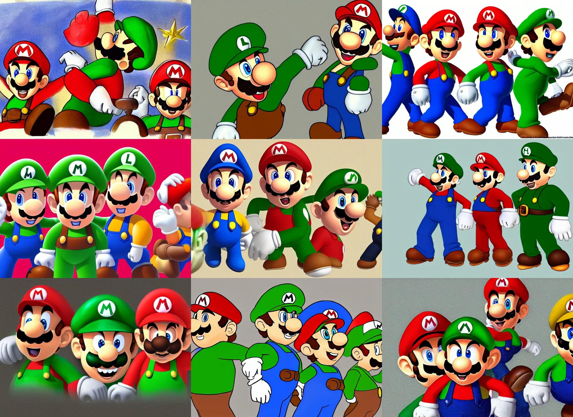 Prompt: Mario, Luigi and Pario, concept art