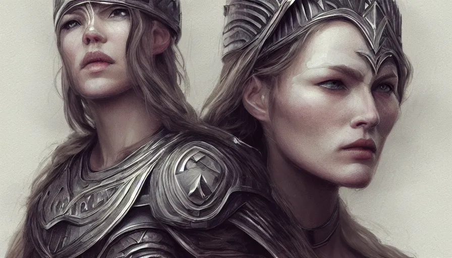 Image similar to photo of a Norse warrior queen, elegant, highly detailed, smooth, sharp focus, illustration, beautiful, geometric, trending on artstation, cinematic, artwork by WLOP