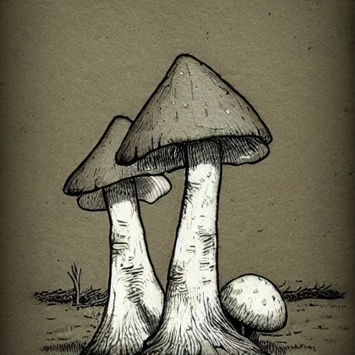 Image similar to mushroom sketch, by john kenn mortensen and alexander jansson