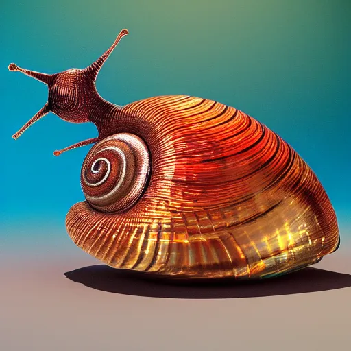 Prompt: snail with shell. made out of chrome. burning water. intricate artwork by Tooth Wu and wlop and beeple. psychedelic colors. octane render, cinematic, hyper realism, octane render, 8k, depth of field