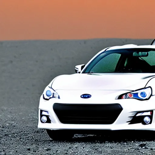 Image similar to a subaru brz, on the surface of mars, photography