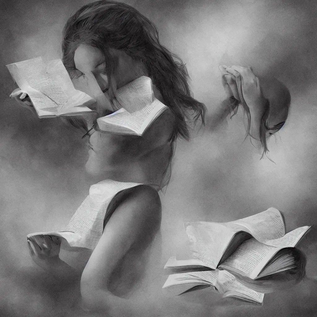 Image similar to Conceptual art of a girl reading a book being the most powerful moment in time. Highly detailed.