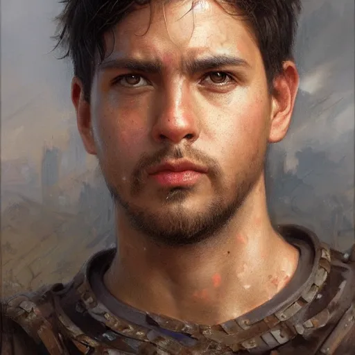 Image similar to the latin boy as a realistic heroic character, portrait art by donato giancola and greg rutkowski, realistic face, digital art, trending on artstation, 4 k resolution