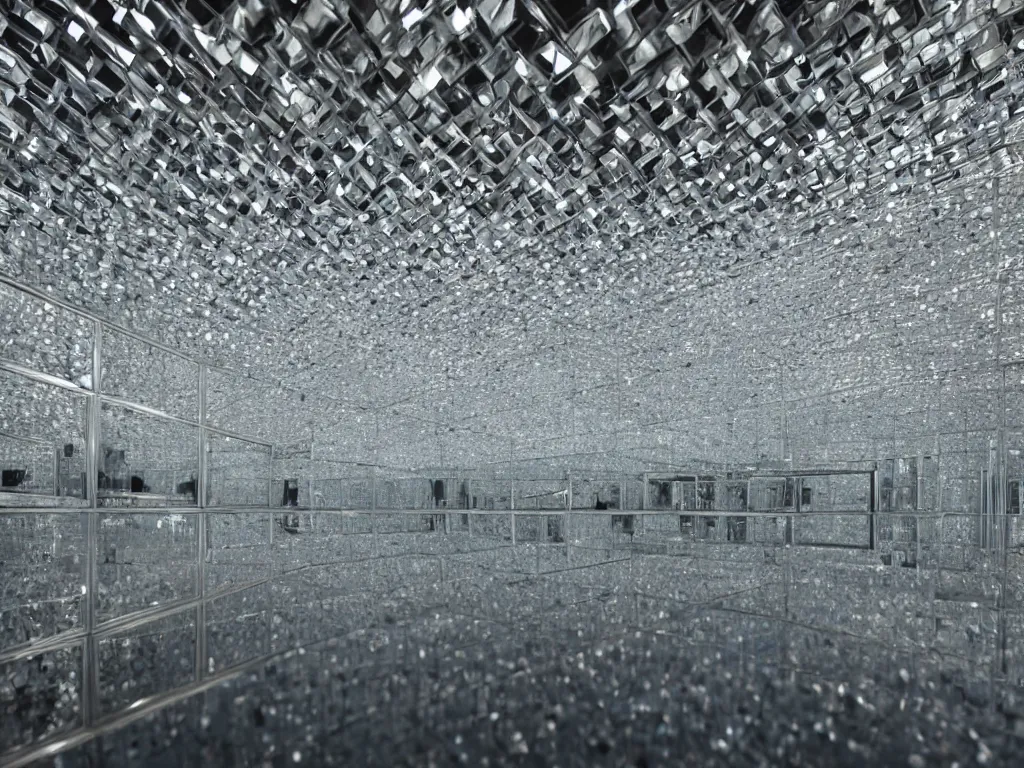 Image similar to mirrored room, mirrored walls, mirrored floor, mirrored ceiling, hyper realistic, highly detailed, sharp focus, depth of field, photography, natural light, ultra detailed, photorealistic, wow it is incredible, by brian sum and annie leibowitz, artstation