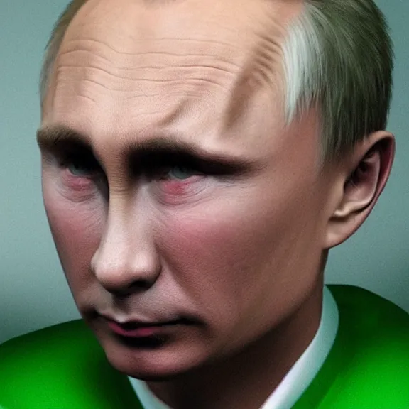 Image similar to punk vladimir putin with green mohawk