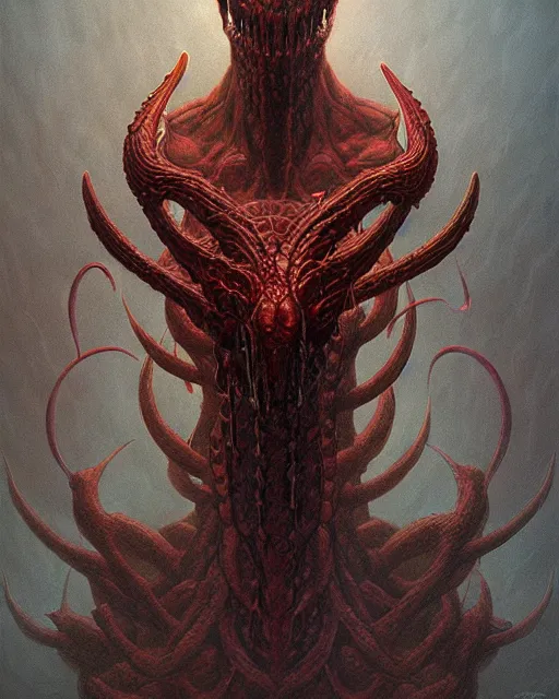 Prompt: the hydra from path of exile, portrait, digital painting, highly detailed, intricate, trending on artstation, by zdzisław beksiński