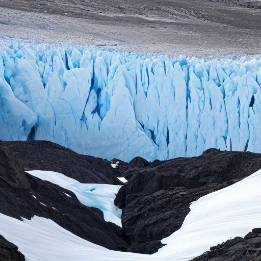 Prompt: a massive and dark crevasse in a glacier,