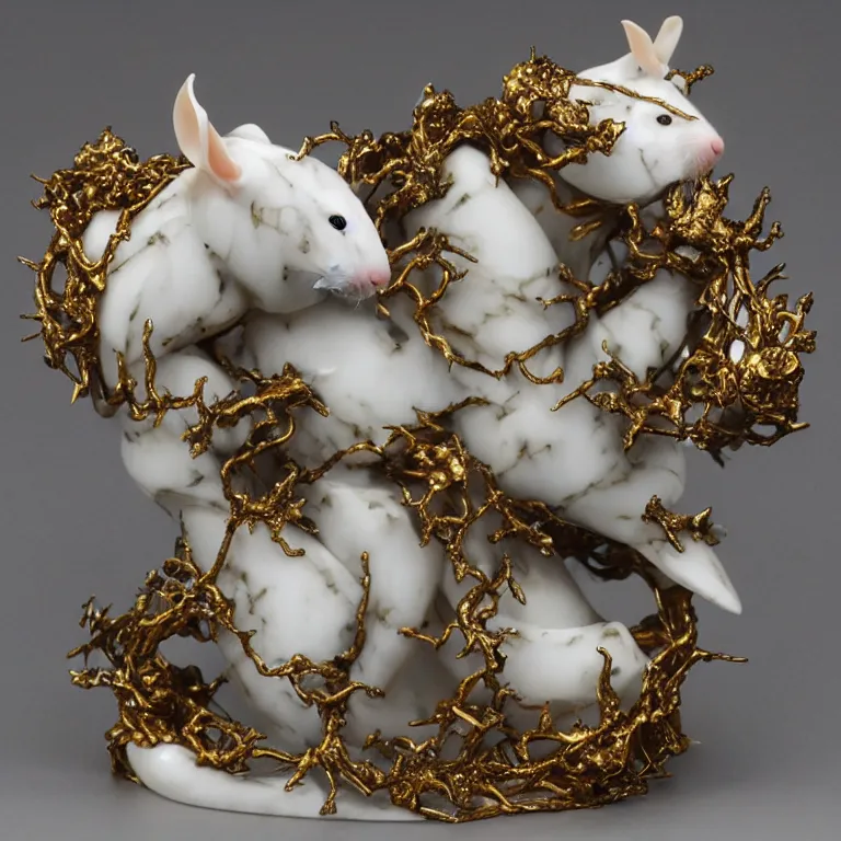 Image similar to rat king white marble with gold accents by ellen jewett