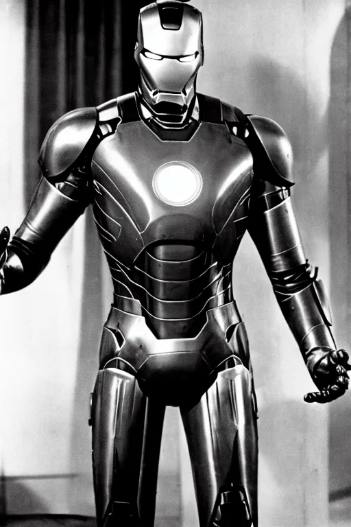 Image similar to cary grant as iron man. superhero movie set in the 1 9 5 0's