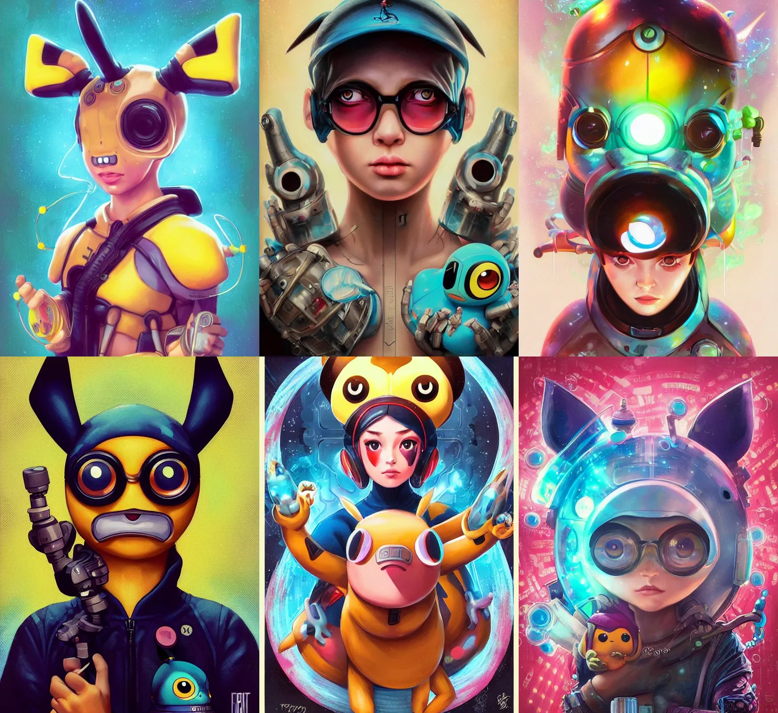 Image similar to lofi BioPunk Pokemon Pikachu portrait Pixar style by Tristan Eaton_Stanley Artgerm and Tom Bagshaw,