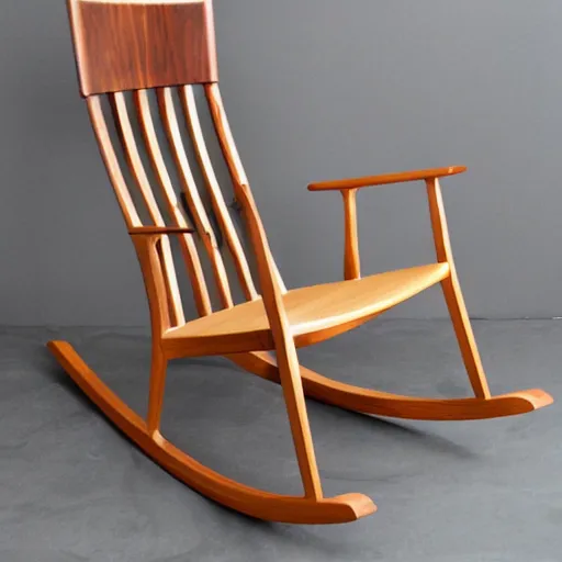 Image similar to a beautiful modern light wood rocking chair | detailed furniture | handmade minimalistic chair / dining chair / modern / mid century modern / hardwood / lounge