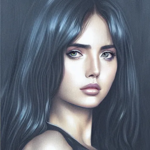 Image similar to portrait of ana de armas from blade runner 2049 (2019) by artgerm, random background scene