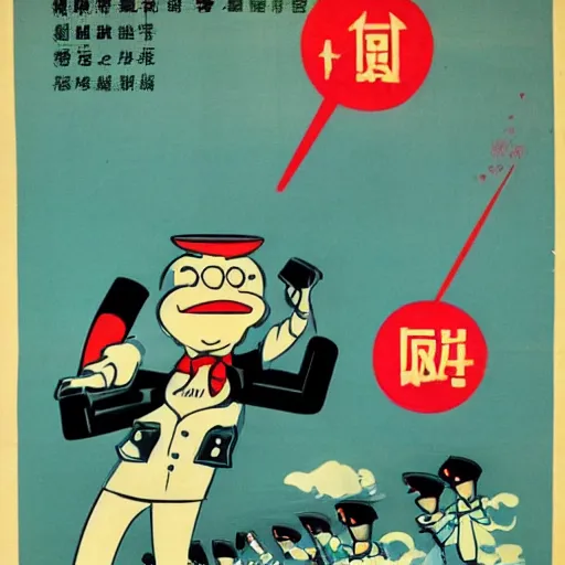 Prompt: 力量源於行動! PROPAGANDA POSTER from the 1960's. All Hail our Glorious Leader Mr. Krabs is now the Chairman of the Great Leap Forward. Mr. Krabs LOVES money. 我們愛錢!