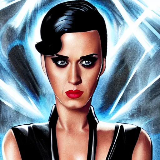 Image similar to katy perry as black widow in the avengers, portrait, very detailed face