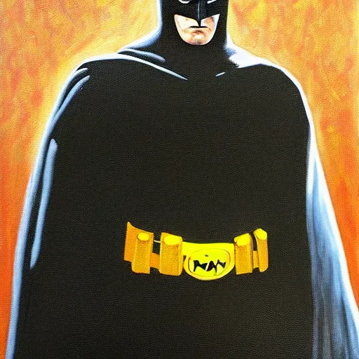 Image similar to Painting of a batman dark knight by Christopher Nolan oil painting