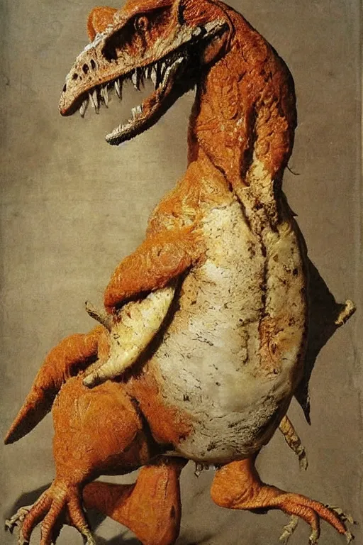 Image similar to t rex chicken, renaissance