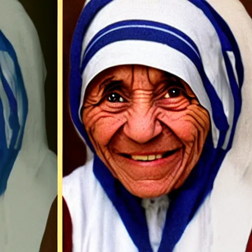 Prompt: before and after photoshopping mother teresa