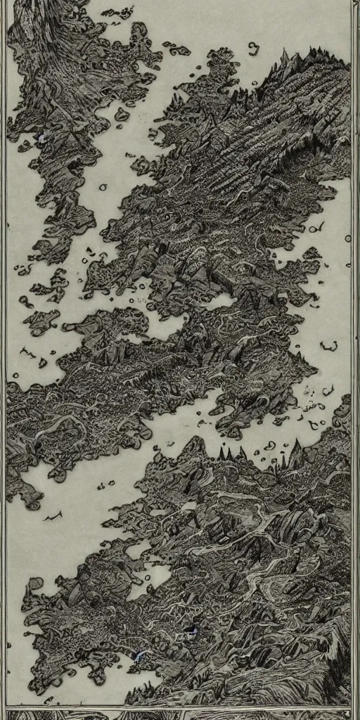 Prompt: fantasy map peninsula, ultra-detailed, by arthur rackham!, HD, D&D, 4k, 8k, high detail!, intricate